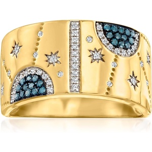 image:imageRossSimons 020 ct tw Blue and White Diamond Celestial Ring in 18kt Gold Over Sterlingdiamondcolored