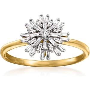 image:imageRossSimons 022 ct tw Baguette Diamond Starburst Ring in 14kt Yellow GoldDiamond