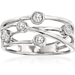 image:imageRossSimons 025 ct tw Diamond Crisscross Ring in Sterling SilverDiamond