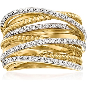 image:imageRossSimons 025 ct tw Diamond Highway Ring in 18kt Yellow Gold Over Sterling SilverDiamond