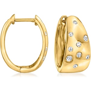 image:imageRossSimons 025 ct tw Scattered Diamond Hoop Earrings in 18kt Yellow Gold