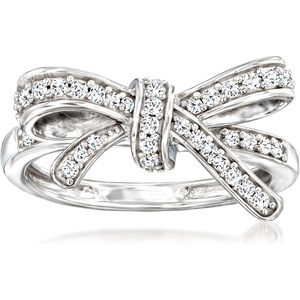 image:imageRossSimons 035 ct tw Diamond Bow Ring in Sterling SilverDiamond
