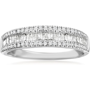 image:imageRossSimons 050 ct tw Baguette and Round Diamond Ring in Sterling SilverDiamond