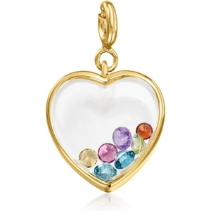 image:imageRossSimons 060 ct tw MultiGemstone Heart Charm in 18kt Gold Over Sterling