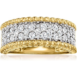image:imageRossSimons 100 ct tw Diamond BeadedEdge Ring in 18kt Gold Over SterlingDiamond
