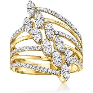 image:imageRossSimons 100 ct tw Diamond MultiRow Navette Ring in 18kt Gold Over SterlingDiamond