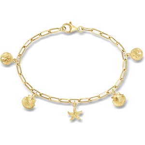 image:imageRossSimons 14kt Yellow Gold Sea Life Paper Clip Link Charm Braceletno gemstone