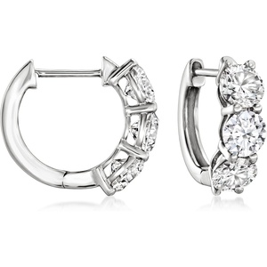 image:imageRossSimons 200 ct tw LabGrown Diamond Huggie Hoop Earrings in 14kt White Gold