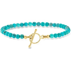 image:imageRossSimons 354mm Turquoise Bead CharmCompatible Toggle Bracelet in 18kt Gold Over SterlingStabilized Turquoise