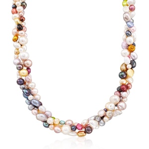 image:imageRossSimons 39mm Multicolored Cultured Pearl Torsade Necklace With Sterling Silver 18 inches