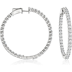image:imageRossSimons 500 ct tw Diamond InsideOutside Hoop Earrings in 14kt White Gold