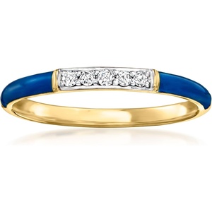 image:imageRossSimons Blue Enamel Ring With Diamonds in 18kt Gold Over SterlingDiamond