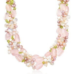 image:imageRossSimons MotherOfPearl 46mm Multicolored Cultured Pearl and 43000 ct tw MultiGemstone Bead Torsade Necklace With Sterling Silver 19 inches