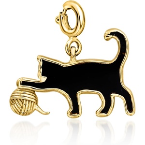 image:imageRossSimons Onyx Cat With Yarn Charm in 18kt Gold Over Sterling