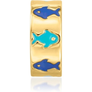 image:imageRossSimons Tonal Blue Enamel Fish Bead Charm in 18kt Gold Over Sterling