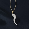 image:imageRossSimons 025 ct tw Pave Diamond Italian Horn Pendant Necklace in 18kt Gold Over SterlingDiamond