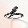 image:imageRossSimons 050 ct tw Black and White Diamond Snake Bypass Ring in Sterling Silverdiamondcolored