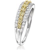 image:imageRossSimons 075 ct tw Yellow and White Diamond 3Row Ring in 14kt White Golddiamondcolored
