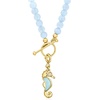 image:imageRossSimons Larimar Seahorse Charm With Single White Topaz in 18kt Gold Over Sterling
