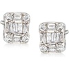 image:imageRossSimons 025 ct tw Baguette and Round Diamond Cluster Earrings in 14kt White Gold