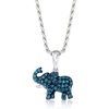 image:imageRossSimons 025 ct tw Blue Diamond Elephant Pendant Necklace in Sterling Silver