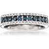 image:imageRossSimons 025 ct tw White and Blue Diamond 3Row Ring in Sterling Silverdiamondcolored