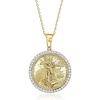 image:imageRossSimons 050 ct tw Diamond Replica Liberty Coin Pendant Necklace in 18kt Gold Over Sterling 16 inches