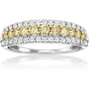 image:imageRossSimons 075 ct tw Yellow and White Diamond 3Row Ring in 14kt White Golddiamondcolored
