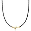 image:imageRossSimons Italian Black Leather Braided Toggle NecklaceNo Gemstone