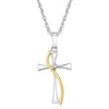 image:imageRossSimons Sterling Silver and 14kt Yellow Gold Cross Pendant Necklace With Single DiamondDiamond
