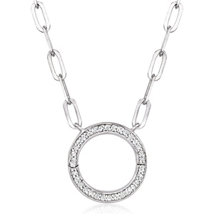 image:imagePure Collection by RossSimons 010 ct tw Diamond CharmCompatible Circle Necklace in Sterling SilverDiamond