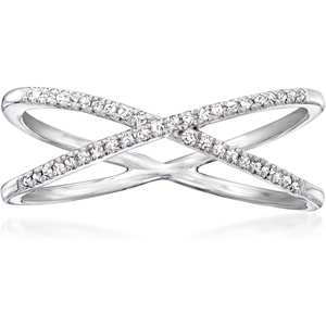 image:imagePure Collection by RossSimons 010 ct tw Diamond Crisscross Ring in Sterling SilverDiamond