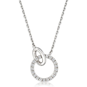 image:imagePure Collection by RossSimons 010 ct tw Diamond InterlockingCircle Necklace in Sterling Silver 16 inches