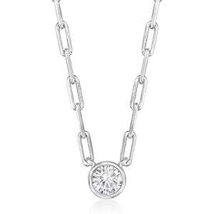 image:imagePure Collection by RossSimons 020 Carat BezelSet Diamond Paper Clip Link Necklace in Sterling SilverDiamond