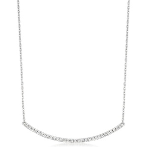 image:imagePure Collection by RossSimons 020 ct tw Diamond Curved Bar Necklace in Sterling Silver 16 inches