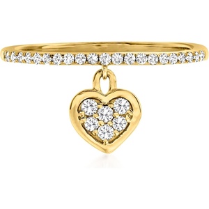 image:imagePure Collection by RossSimons 020 ct tw Diamond Heart Charm Ring in 14kt Yellow GoldDiamond