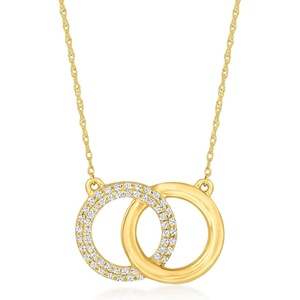 image:imagePure Collection by RossSimons 025 ct tw Pave Diamond Interlocking Circle Necklace in 14kt Yellow GoldDiamond