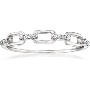 image:imagePure Collection by RossSimons Diamond Paper Clip Link Ring in Sterling SilverDiamond
