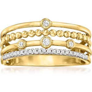 image:imageRossSimons 010 ct tw BezelSet Diamond MultiRow Ring in 14kt Yellow GoldDiamond