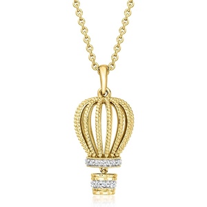 image:imageRossSimons 010 ct tw Diamond Hot Air Balloon Pendant Necklace in 18kt Gold Over SterlingDiamond