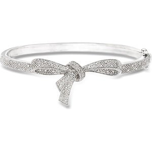 image:imageRossSimons 015 ct tw Diamond Bow Bangle Bracelet in Sterling SilverDiamond