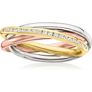 image:imageRossSimons 020 ct tw Diamond MultiRow Ring in TriColored Sterling SilverDiamond