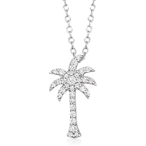 image:imageRossSimons 020 ct tw Diamond Palm Tree Pendant Necklace in Sterling Silver 16 inches