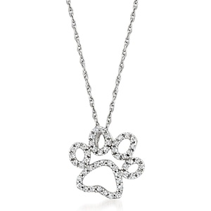 image:imageRossSimons 020 ct tw Diamond Paw Print Pendant Necklace in 14kt White GoldDiamond