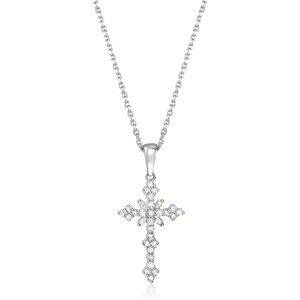image:imageRossSimons 025 ct tw Diamond Cross Pendant Necklace in Sterling SilverDiamond