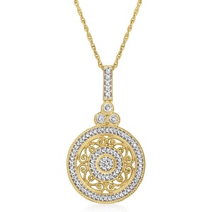 image:imageRossSimons 025 ct tw Diamond Openwork Circle Pendant Necklace in 18kt Gold Over Sterling 18 inches