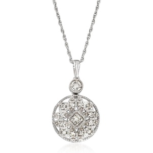 image:imageRossSimons 025 ct tw Diamond Openwork Pendant Necklace in Sterling SilverDiamond