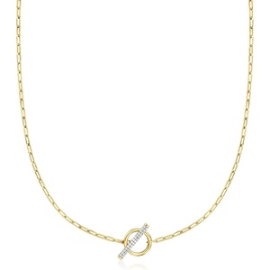 image:imageRossSimons 025 ct tw Diamond Paper Clip Link Toggle Necklace in 18kt Gold Over SterlingDiamond