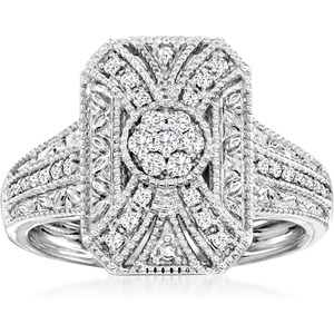image:imageRossSimons 025 ct tw Diamond Scrollwork Ring in Sterling SilverDiamond