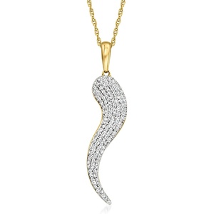 image:imageRossSimons 025 ct tw Pave Diamond Italian Horn Pendant Necklace in 18kt Gold Over SterlingDiamond
